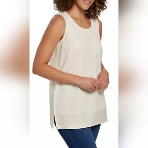 Lands' End Yellow Ribbed Top Relaxed Fit